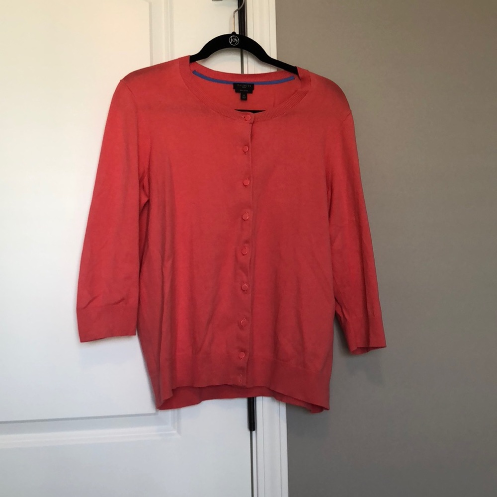 Talbots Cotton Charming Cardigan - Salmon